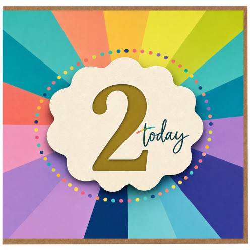 2nd Birthday Card, Rainbow Burst Design