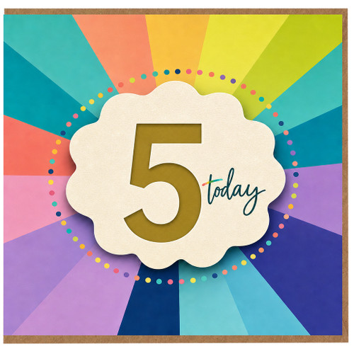 5th Birthday Card, Colourful Rainbow Burst Design