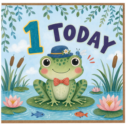 na 1st Birthday Card, Cute Frog 1 Today Card