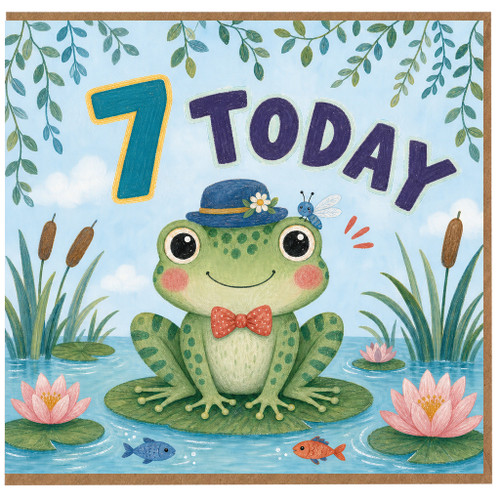 na 7th Birthday Card, Cute Frog 7 Today Card