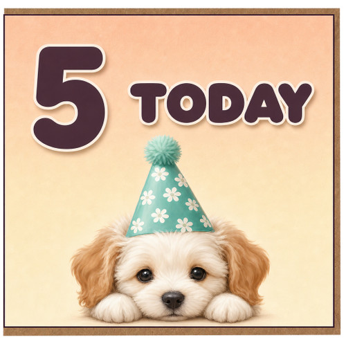 na 5th Birthday Card, Cute Puppy 5 Today Birthday Card