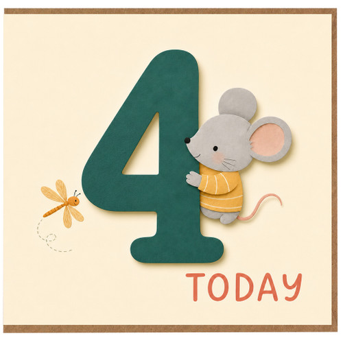 4th Birthday Card, 4 Today Mouse Design