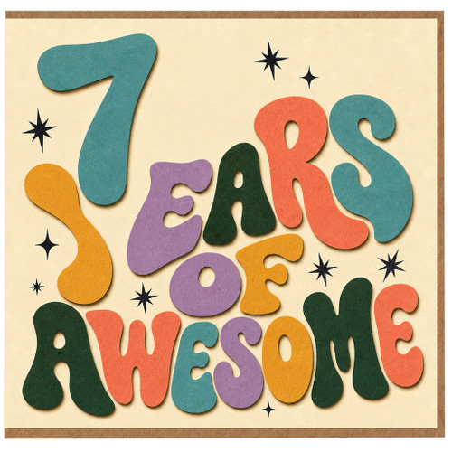 7th Birthday Card, 7 Years Of Awesome Birthday Card