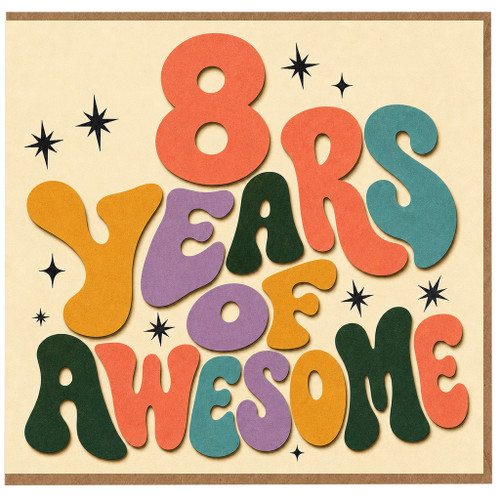 8th Birthday Card, 80 Years Awesome Retro Birthday Card