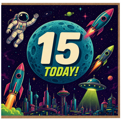 na 15th Birthday Card, Space Themed Today!