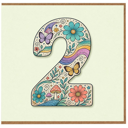 na 2nd Birthday Card, Floral Number 2 Card