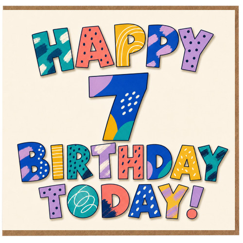 7th Birthday Card, Happy 7 Birthday Today Card