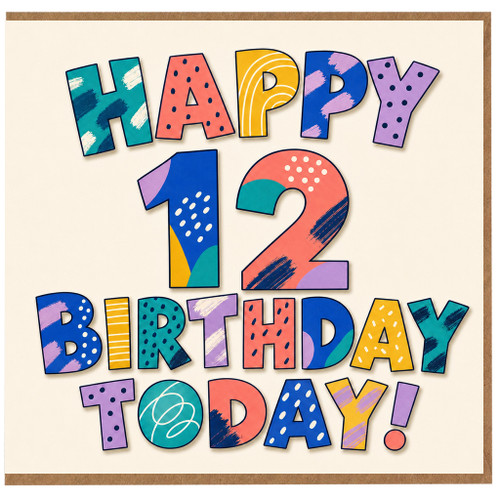 12th Birthday Card, Happy 12 Birthday Today Card