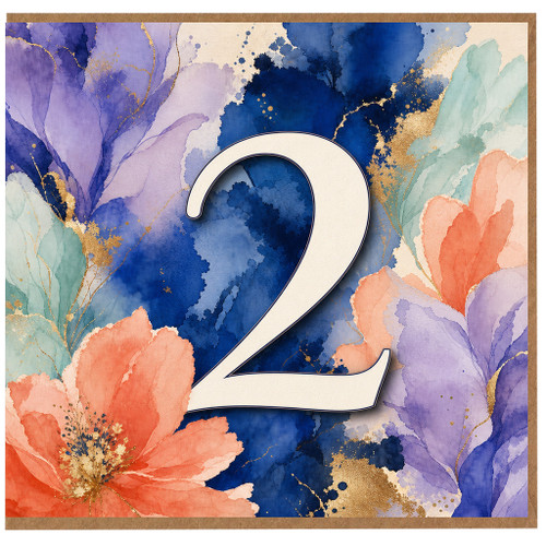 na 2nd Birthday Card, Watercolour Floral Number 2
