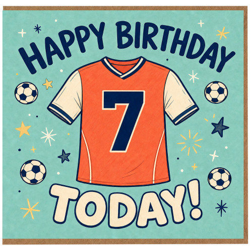 na 7th Birthday Card, Football Shirt Design