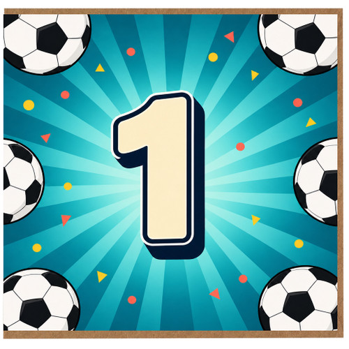 1st Birthday Card, Football Themed Number 1 Soccer Card