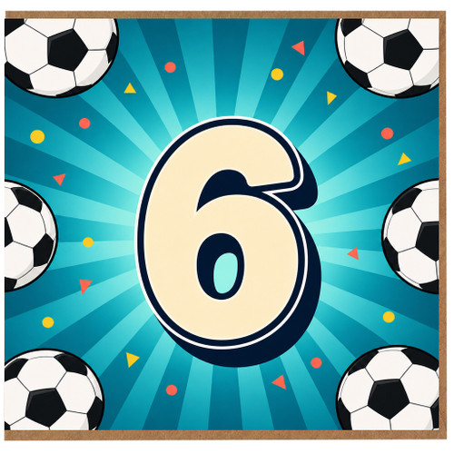 6th Birthday Card, Football Soccer Theme