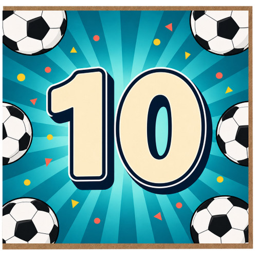 10th Birthday Card, Soccer Football Card