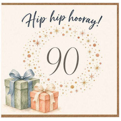 90th Birthday Card, Hip Hip Hooray Gifts Design