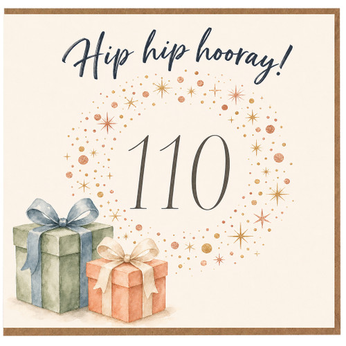 110th Birthday Card, Hip Hip Hooray Celebration Card