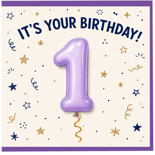 1st Birthday Card, It's Your Birthday Balloon Number 1 Card