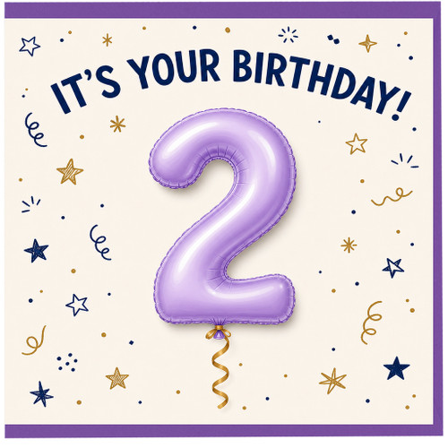 2nd Birthday Card, Age 2 Birthday Balloon Card