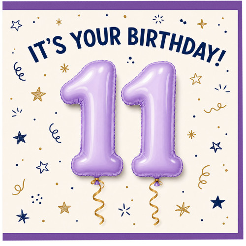 11th Birthday Card, It's Your Birthday Balloon Number 11 Card