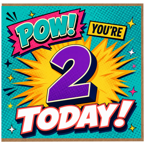 2nd Birthday Card, You're 2 Today Comic Style