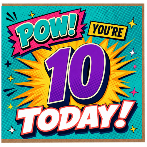10th Birthday Card, You're 10 Today Comic Book Style Card