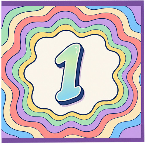 1st Birthday Card, Colourful Rainbow Number 1 Card