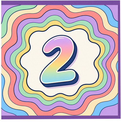 na 2nd Birthday Card, Rainbow Number 2 Birthday Card