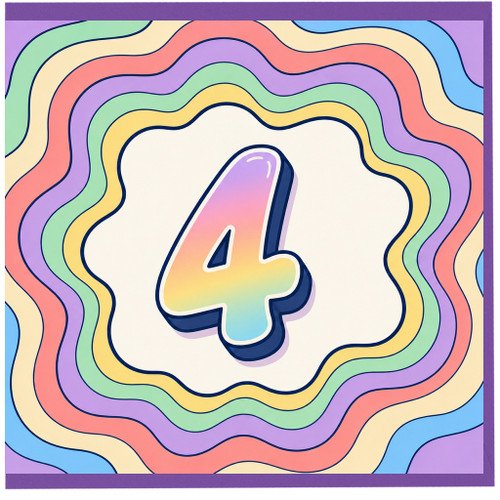 na 4th Birthday Card, Rainbow Number 4 Card