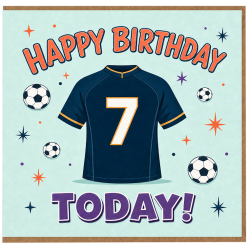 na 7th Birthday Card, Football Shirt Design