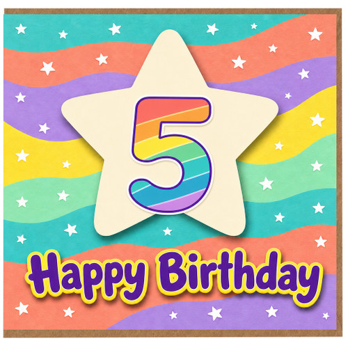 5th Birthday Card, Happy Birthday Star Design