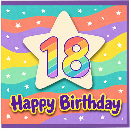 18th Birthday Card, Rainbow Happy Birthday Card