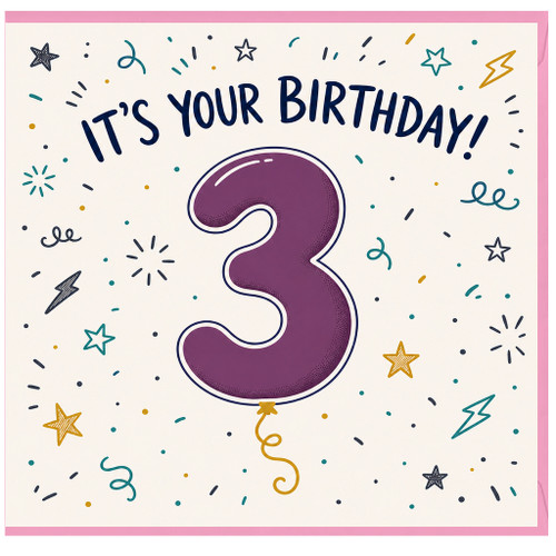 3rd Birthday Card, It's Your Birthday Number 3 Birthday Card