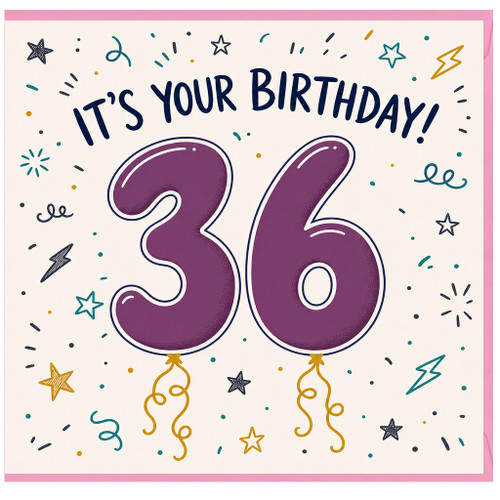 36th Birthday Card, It's Your Birthday Celebration Card