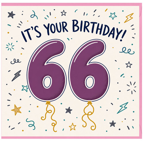 66th Birthday Card, It's Your Birthday 66 Balloon Design