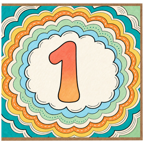 1st Birthday Card, Colourful Number 1 Card