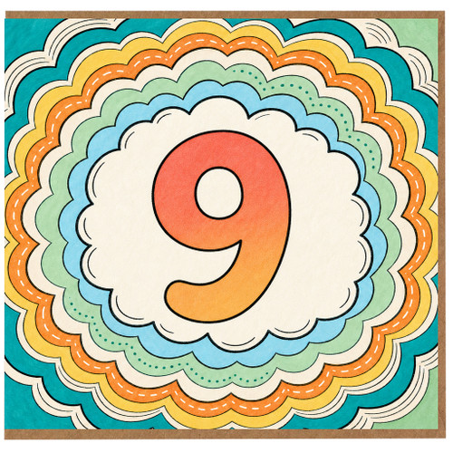9th Birthday Card, Colourful Number 9 Card