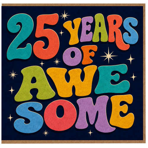 25th Birthday Card, 25 Years of Awesome Retro Style Greeting Card
