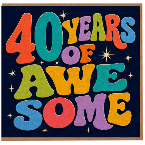 40th Birthday Card, 40 Years of Awesome Retro Typography Card