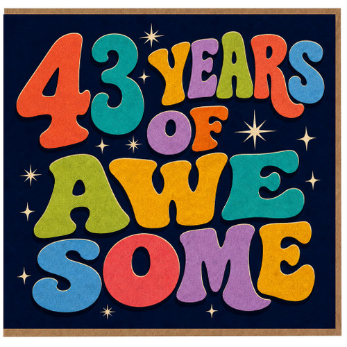 43rd Birthday Card, 43 Years of Awesome Retro Typography Card
