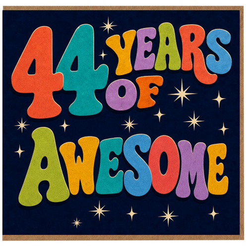 44th Birthday Card, 44 Years of Awesome Retro Multicolour Greeting Card