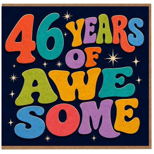 46th Birthday Card, 46 Years of Awesome Retro Multicoloured Greeting Card