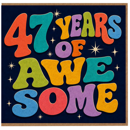 47th Birthday Card, 47 Years of Awesome Retro Colourful Greeting Card