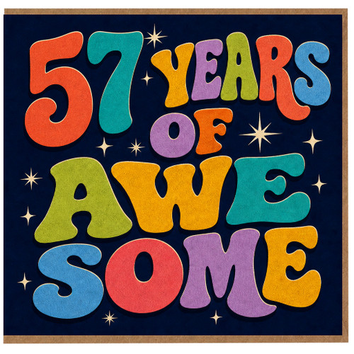 57th Birthday Card, 57 Years of Awesome Retro Colourful Birthday Card