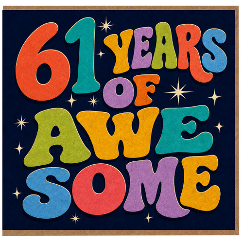 61st Birthday Card, 61 Years of Awesome Retro Style Card