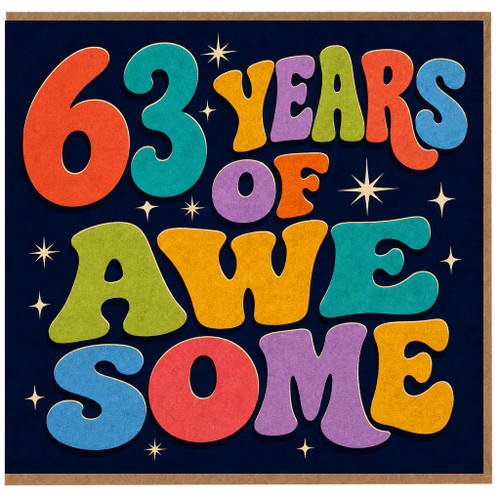 63rd Birthday Card, 63 Years of Awe Some Retro Funny Birthday Card