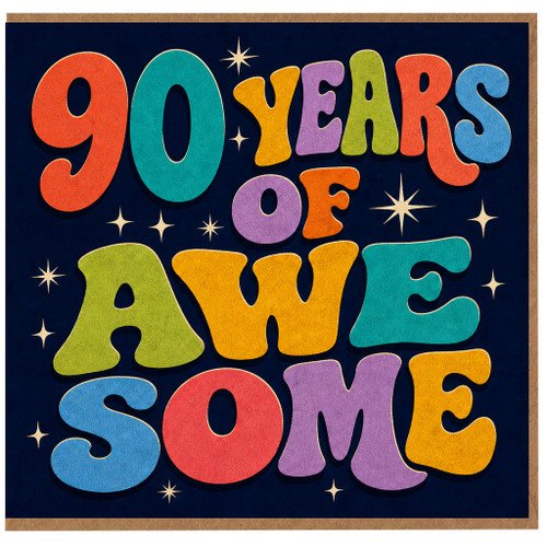 90th Birthday Card, 90 Years Of Awesome Retro Typography Card