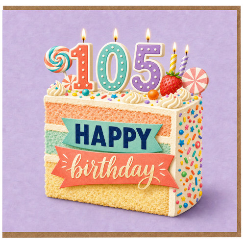 na 105th Birthday Card, Happy Birthday Cake Design