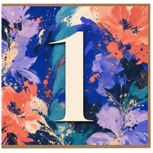 1st Birthday Card, Floral Number 1 Birthday Card