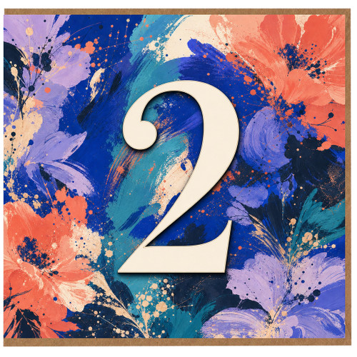 na 2nd Birthday Card, Floral Abstract Number 62 Card