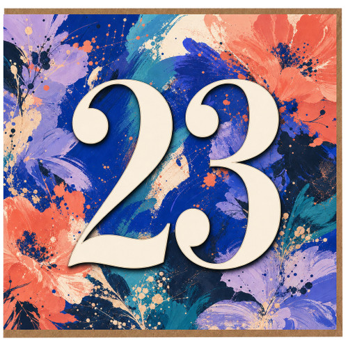 23rd Birthday Card, Floral Number 23 Card