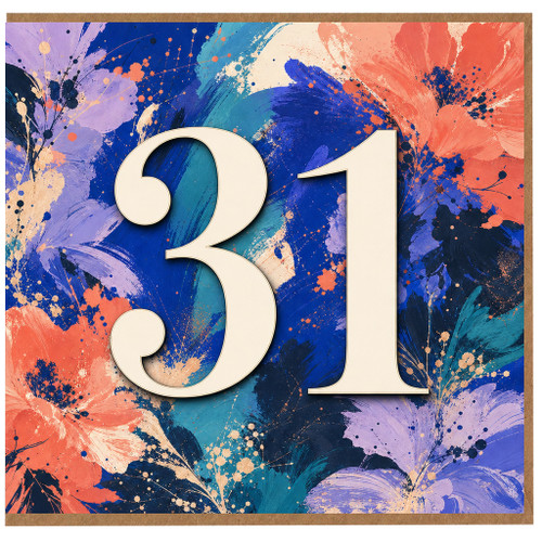 31st Birthday Card, Floral Number 31 Card